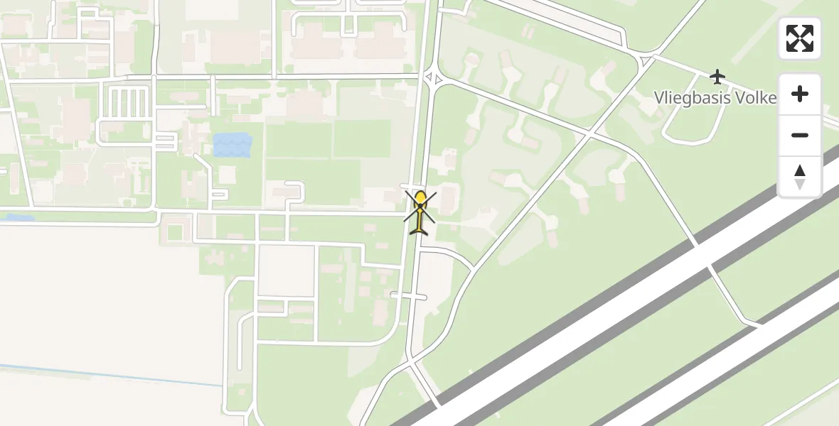 Vluchtroute Traumahelikopter van Vliegbasis Volkel naar Vliegbasis Volkel