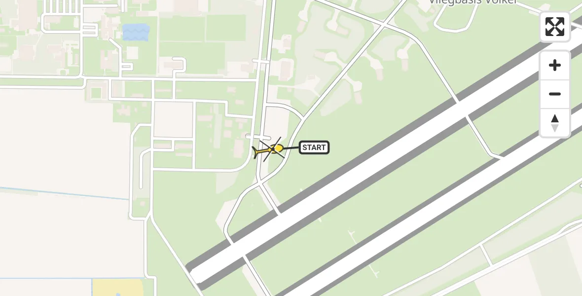 Routekaart van de vlucht: Politiehelikopter naar Vliegbasis Volkel, Zeelandsedijk