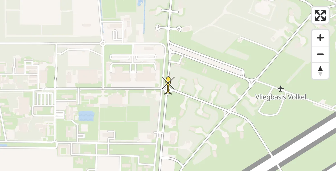 Vluchtroute Traumahelikopter van Vliegbasis Volkel naar Vliegbasis Volkel