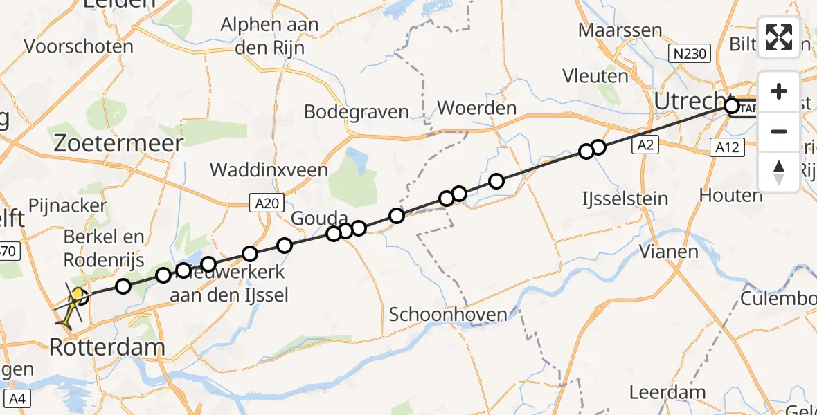 Routekaart van de vlucht: Lifeliner 2 naar Rotterdam The Hague Airport, Fornebubaan