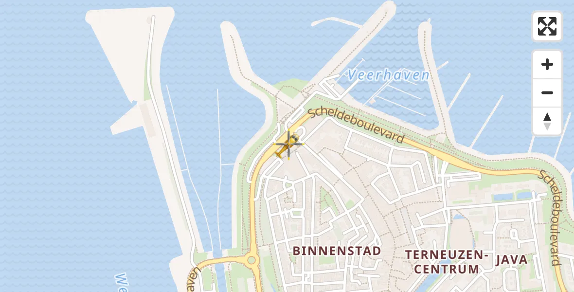Vluchtroute Traumahelikopter Terneuzen - Terneuzen, 05 mei 2025, 04:44