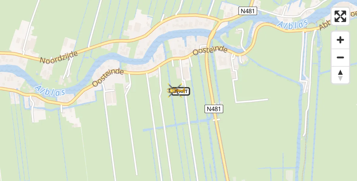Vluchtroute Traumahelikopter Oud-Alblas - Oud-Alblas, 05 mei 2025, 09:02