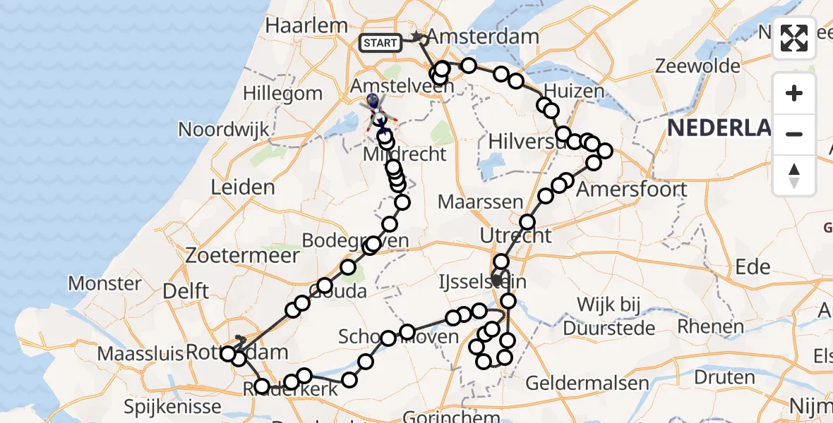 Vluchtroute Politiehelikopter Amsterdam - Amstelveen, 05 mei 2025, 09:25