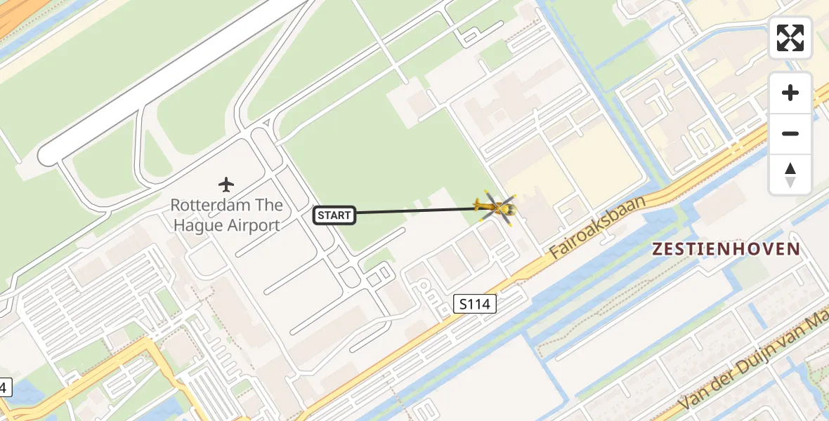 Vluchtroute Traumahelikopter Rotterdam The Hague Airport - Rotterdam The Hague Airport, 05 mei 2025, 10:59