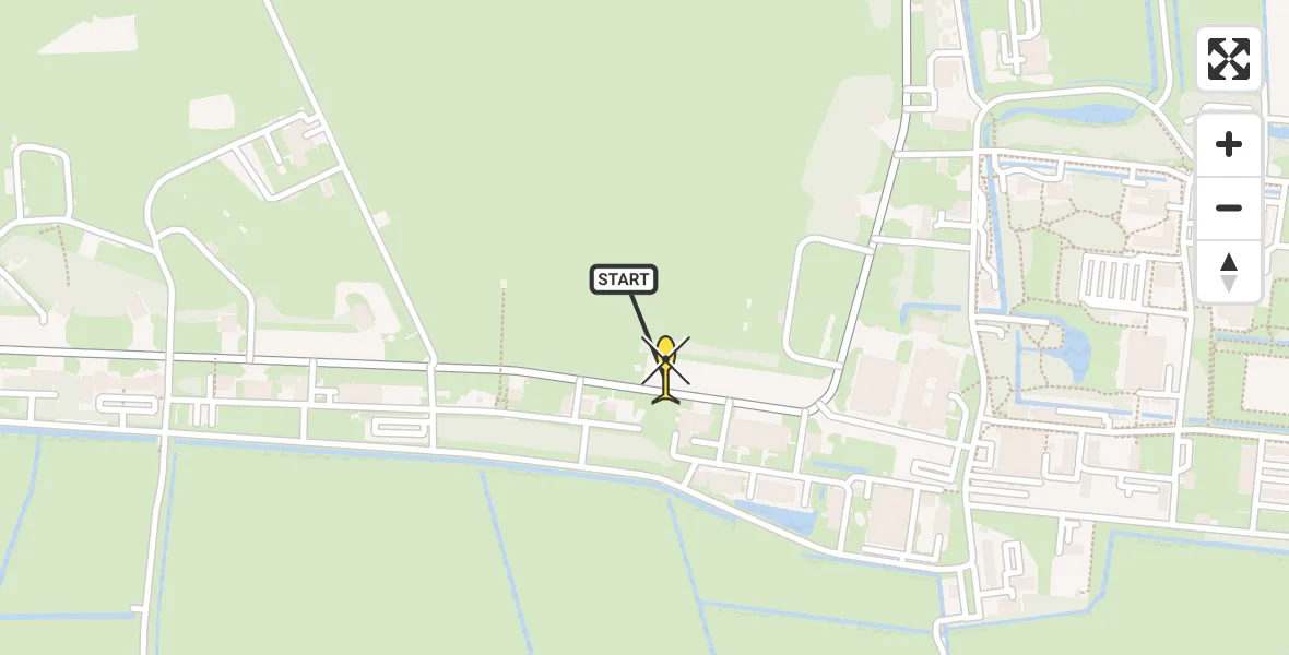 Routekaart van de vlucht: Ambulancehelikopter naar Vliegbasis Leeuwarden, Keegsdijkje