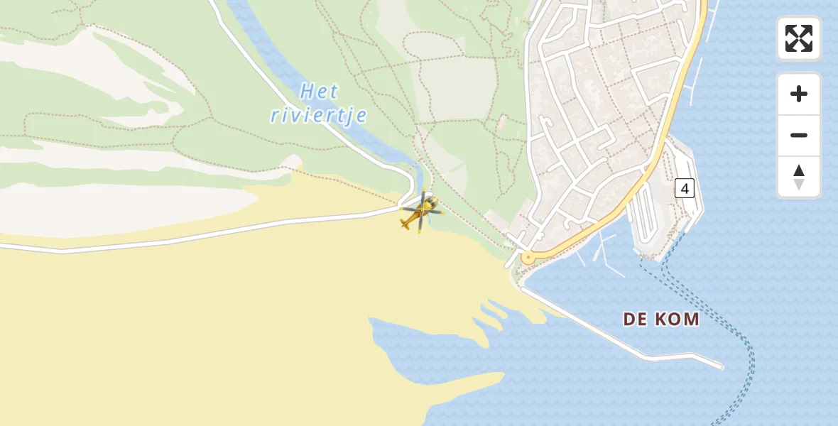 Vluchtroute Ambulancehelikopter West-Terschelling - West-Terschelling, 05 mei 2025, 16:03