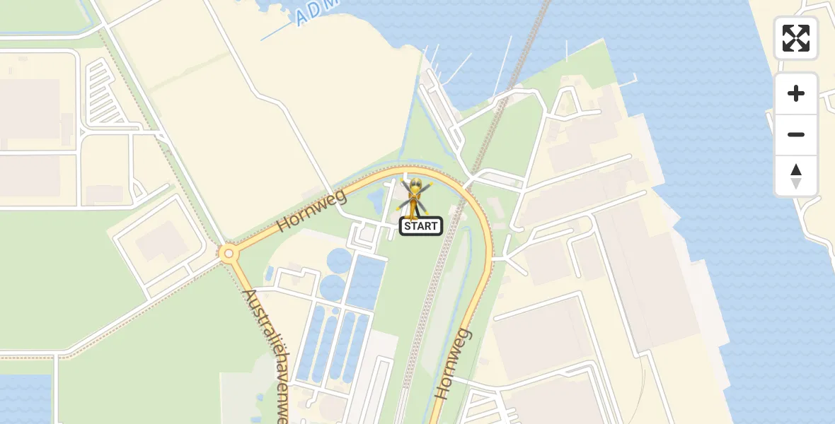 Vluchtroute Traumahelikopter Amsterdam Heliport - Amsterdam Heliport, 05 mei 2025, 20:21