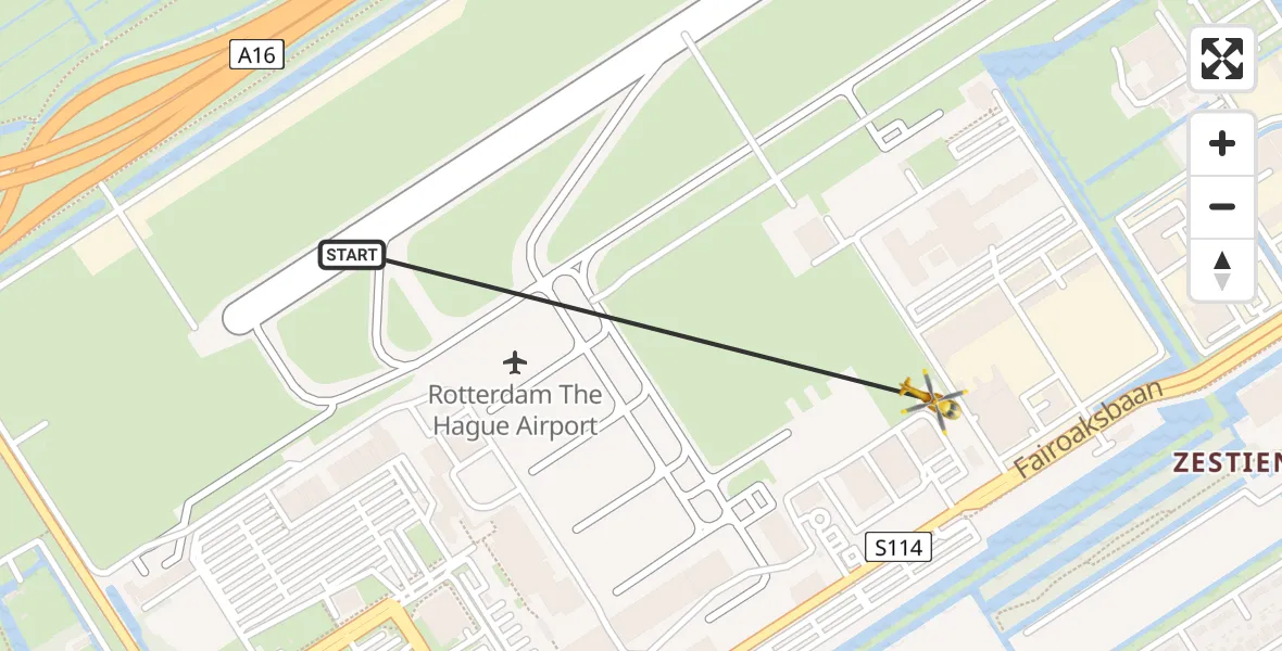 Routekaart van de vlucht: Lifeliner 2 naar Rotterdam The Hague Airport, Brandenburgbaan