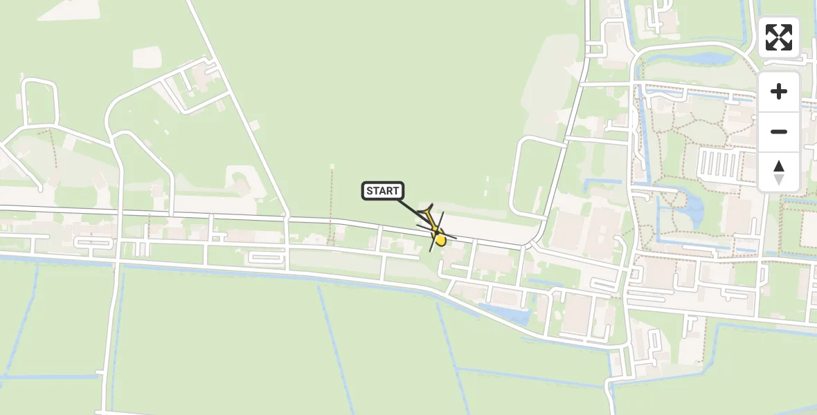 Vluchtroute Ambulancehelikopter van Vliegbasis Leeuwarden naar Vliegbasis Leeuwarden