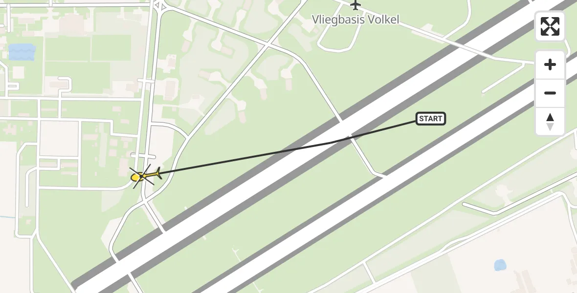 Vluchtroute Politiehelikopter van Vliegbasis Volkel naar Vliegbasis Volkel