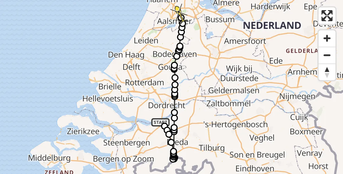 Routekaart van de vlucht: Politiehelikopter naar Schiphol, Julianastraat