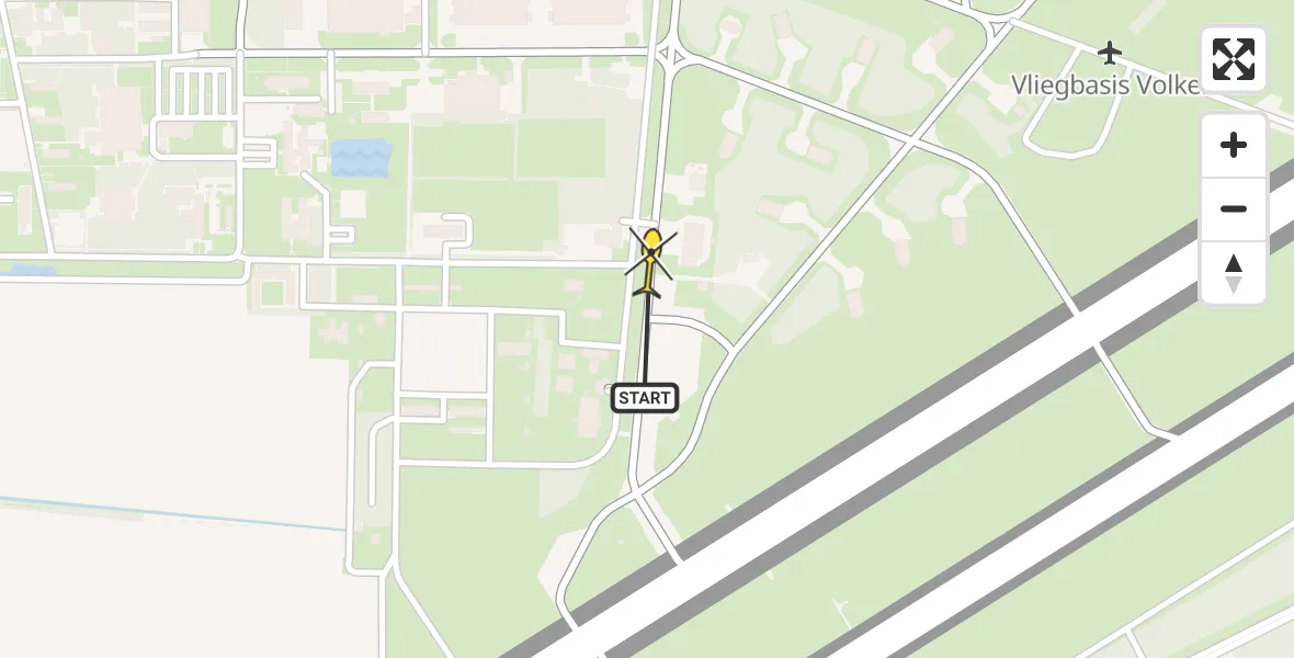 Routekaart van de vlucht: Traumaheli naar Vliegbasis Volkel