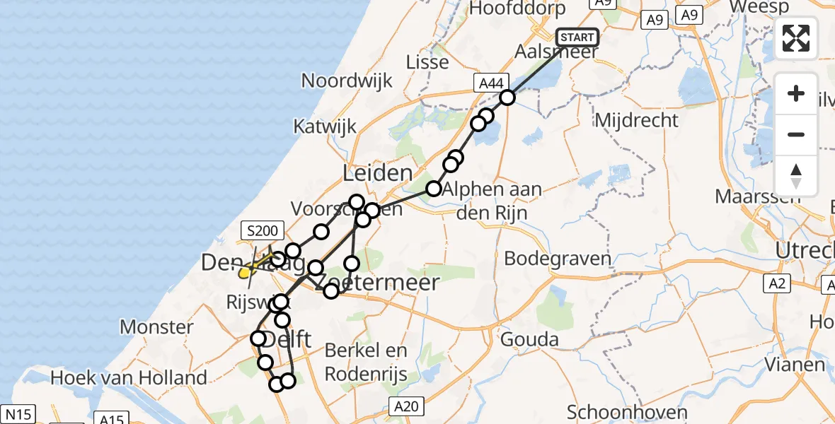 Routekaart van de vlucht: Politiehelikopter naar Den Haag, Stommeerkade