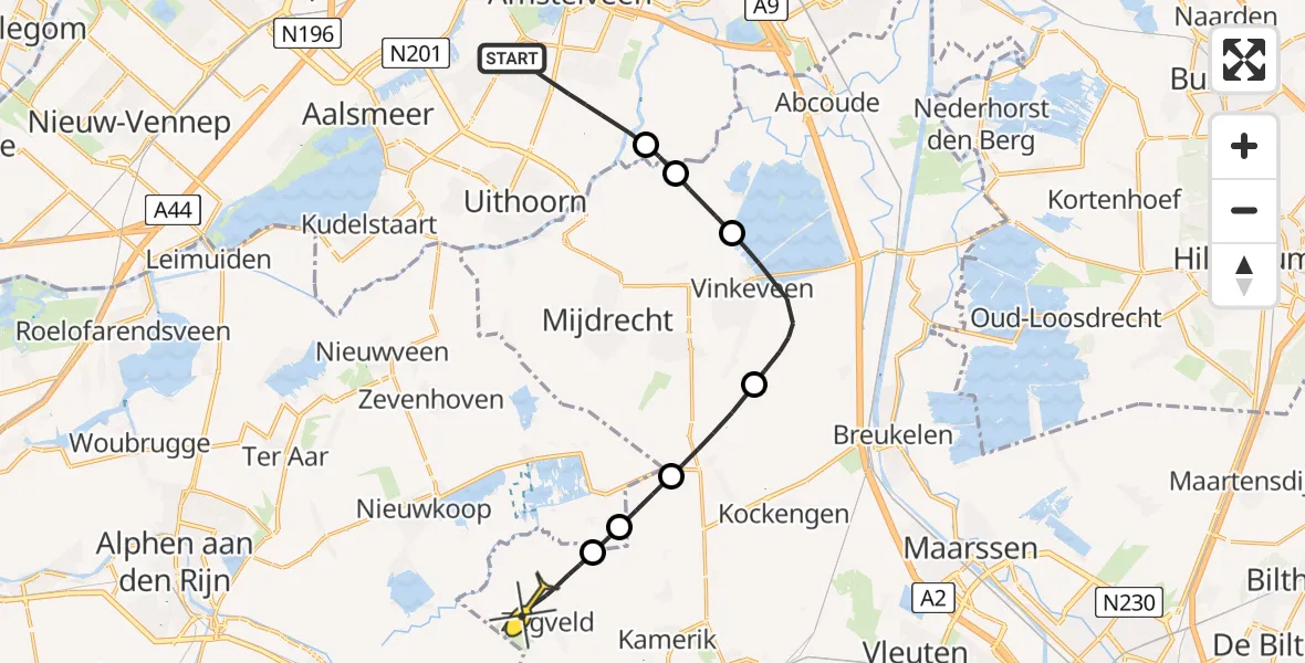 Routekaart van de vlucht: Politiehelikopter naar Zegveld, Nesserlaan