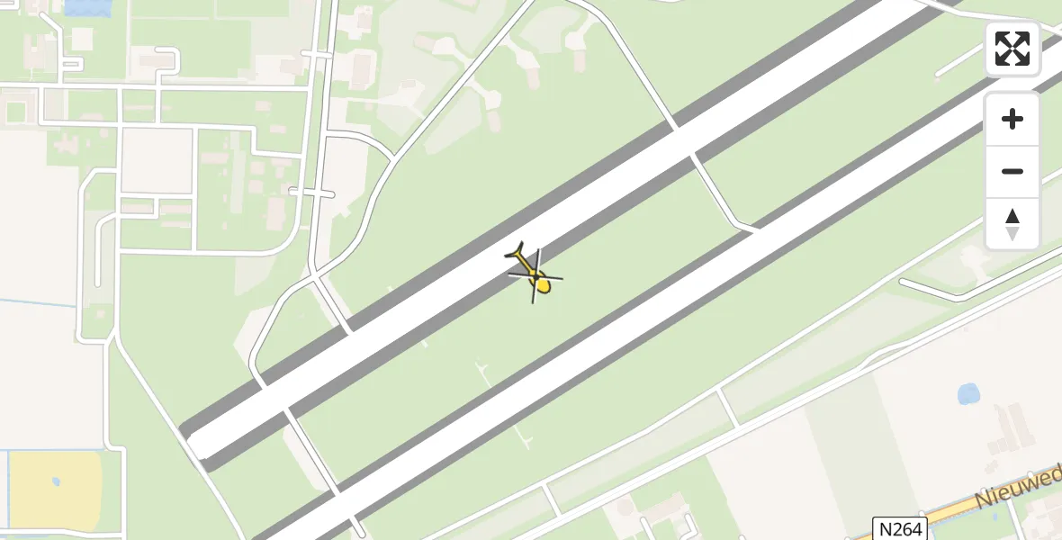 Vluchtroute Traumahelikopter van Vliegbasis Volkel naar Vliegbasis Volkel