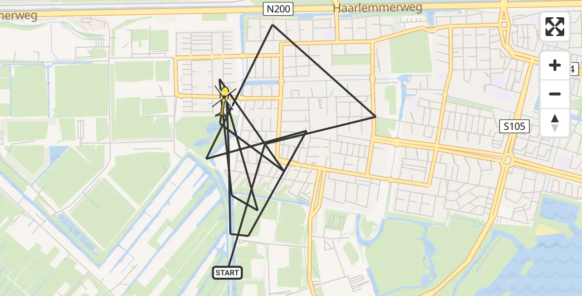 Vluchtroute Politiehelikopter van Amsterdam naar Amsterdam