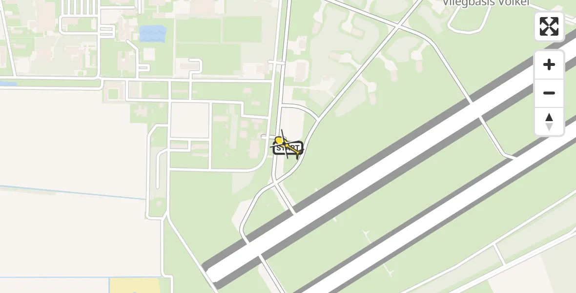 Vluchtroute Politiehelikopter van Vliegbasis Volkel naar Vliegbasis Volkel