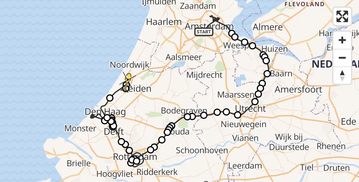 Routekaart van de vlucht: Politieheli naar Valkenburg, Tweede Constantijn Huygensstraat