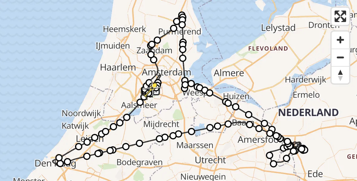 Routekaart van de vlucht: Politiehelikopter naar Schiphol, Kraayveldstraat