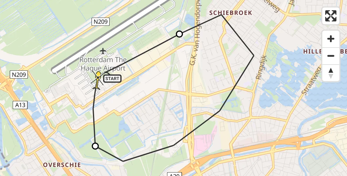 Routekaart van de vlucht: Lifeliner 2 naar Rotterdam The Hague Airport, Bovendijk