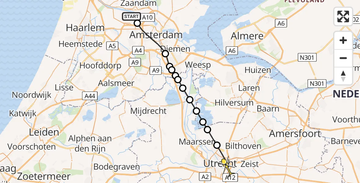 Routekaart van de vlucht: Lifeliner 1 naar Utrecht, Bosporushaven