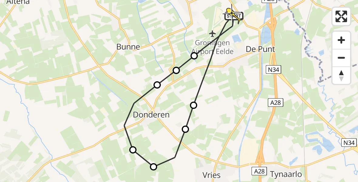 Routekaart van de vlucht: Lifeliner 4 naar Groningen Airport Eelde, Moespot