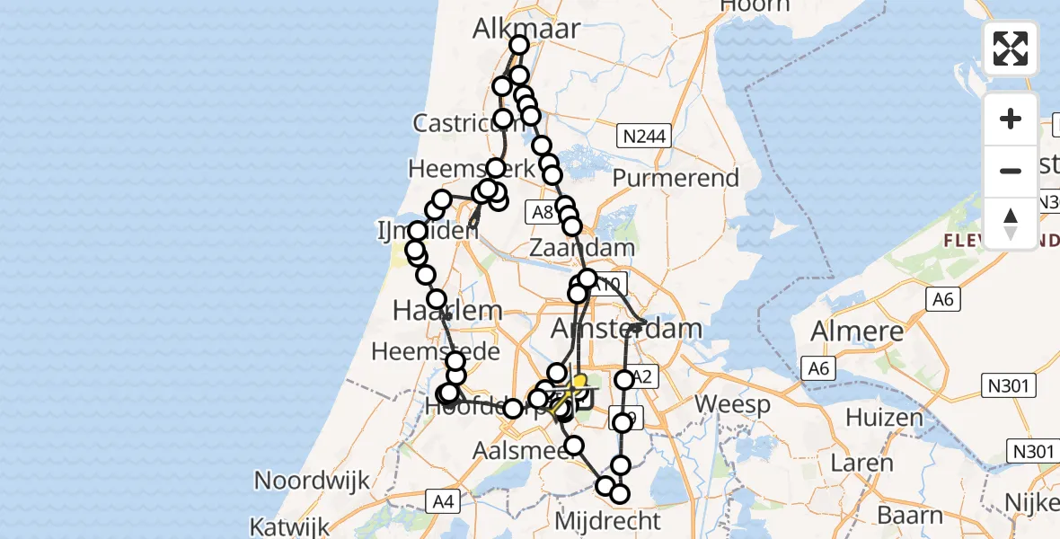 Vluchtroute Politiehelikopter van Schiphol naar Schiphol