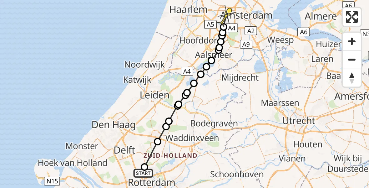 Routekaart van de vlucht: Lifeliner 2 naar Amsterdam, Doenkadepad