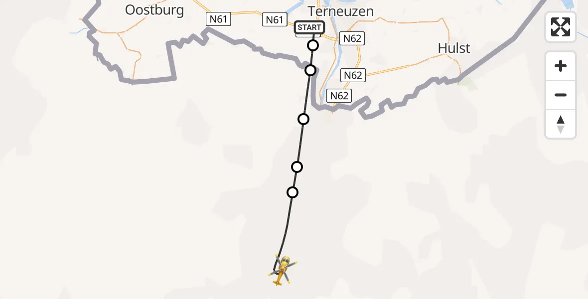 Vluchtroute Traumahelikopter Hoek - , 06 mei 2025, 22:43