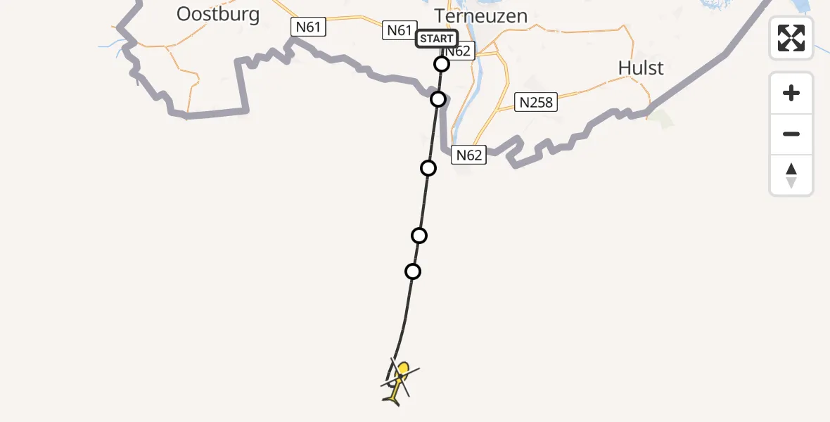 Routekaart van de vlucht: Lifeliner 2 naar Binnendijk