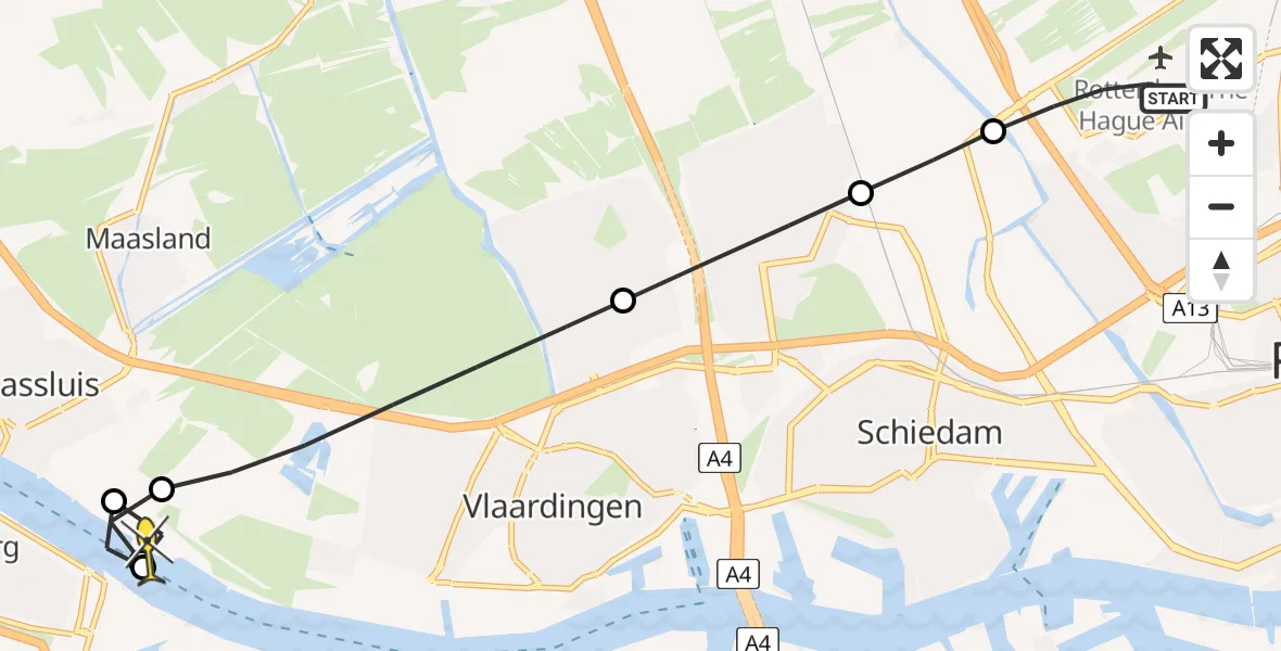 Routekaart van de vlucht: Lifeliner 2 naar Vlaardingen, Katershofpad