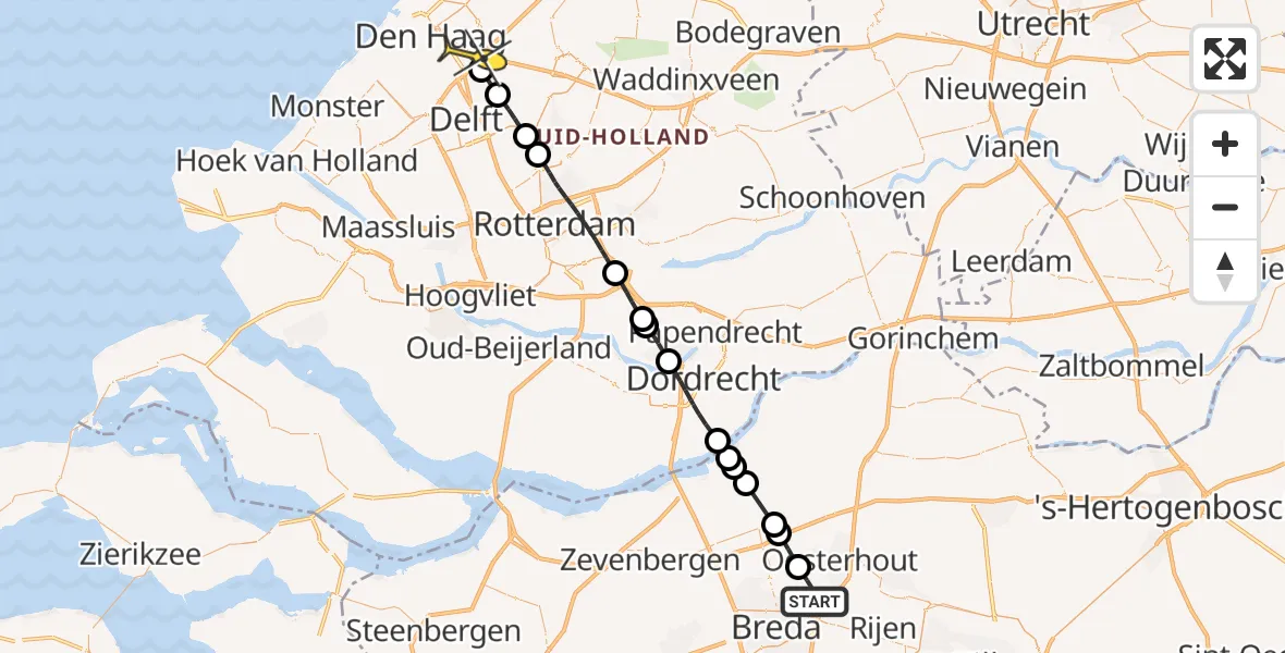 Routekaart van de vlucht: Lifeliner 2 naar Den Haag, Bolderstraat
