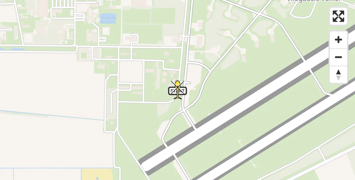 Routekaart van de vlucht: Politieheli naar Vliegbasis Volkel, Zeelandsedijk