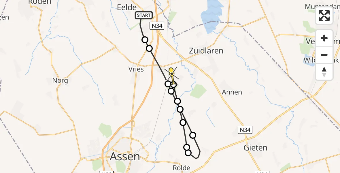 Routekaart van de vlucht: Lifeliner 4 naar Zeegse, Vissersweg