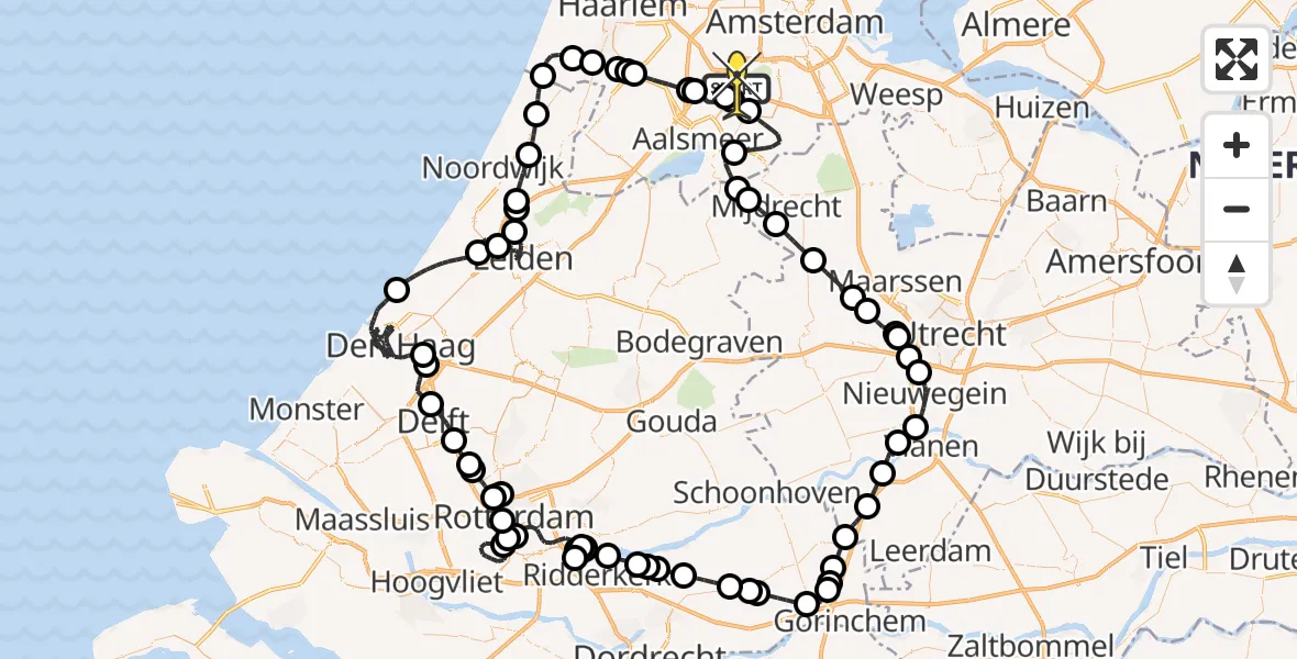Vluchtroute Politiehelikopter van Schiphol naar Schiphol