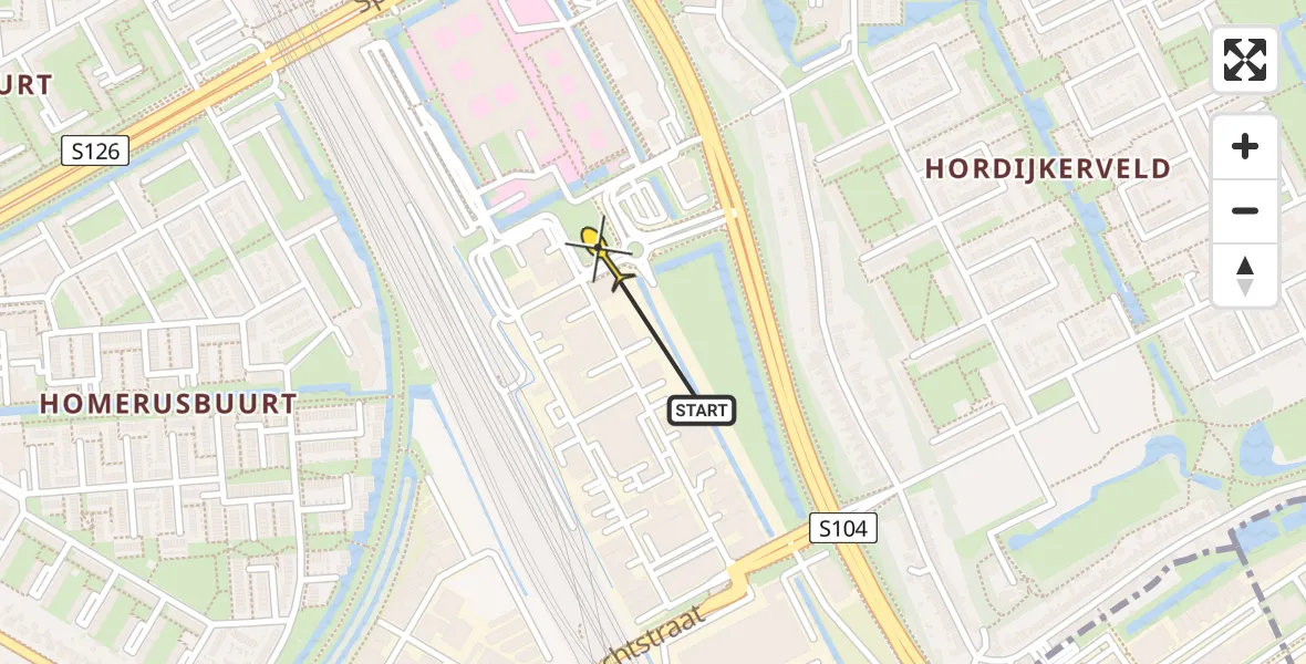 Routekaart van de vlucht: Lifeliner 2 naar Rotterdam, Ammerstolstraat