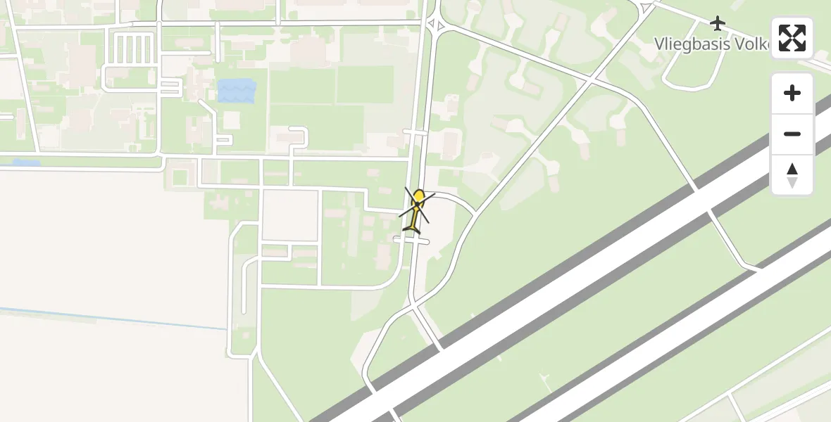 Routekaart van de vlucht: Traumahelikopter naar Vliegbasis Volkel
