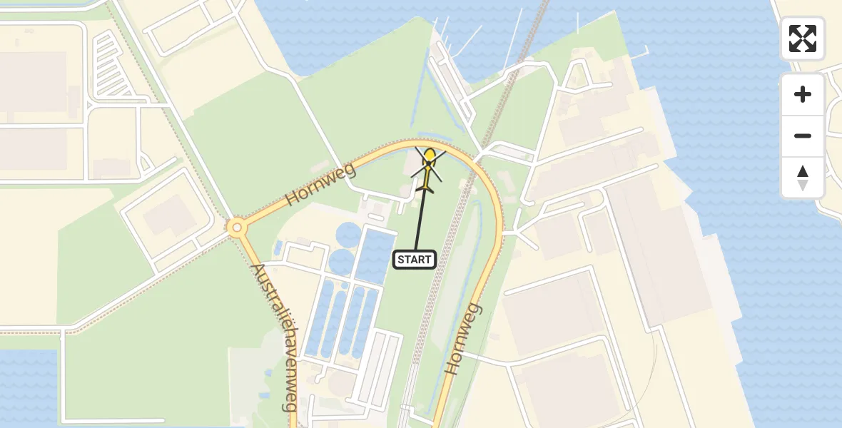 Routekaart van de vlucht: Lifeliner 1 naar Amsterdam Heliport, Hornweg