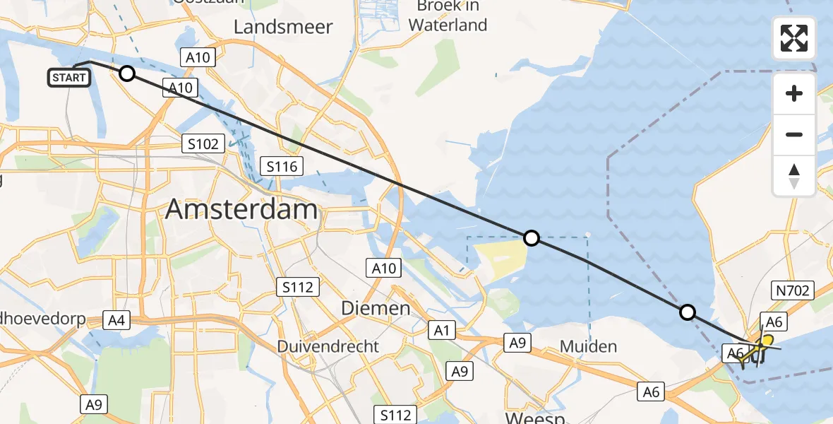 Routekaart van de vlucht: Lifeliner 1 naar Almere, Dukdalfweg