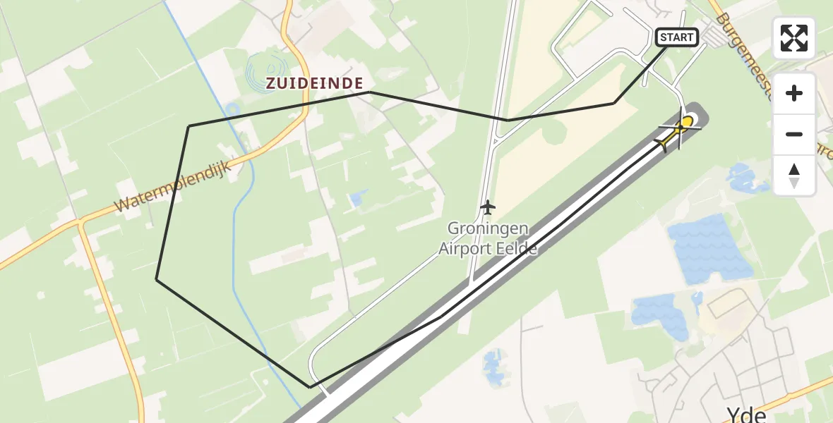 Routekaart van de vlucht: Lifeliner 4 naar Groningen Airport Eelde, Molenweg