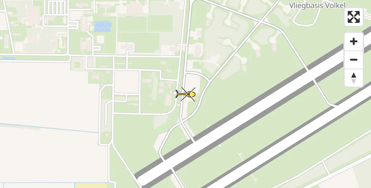 Vluchtroute Traumahelikopter van Vliegbasis Volkel naar Vliegbasis Volkel