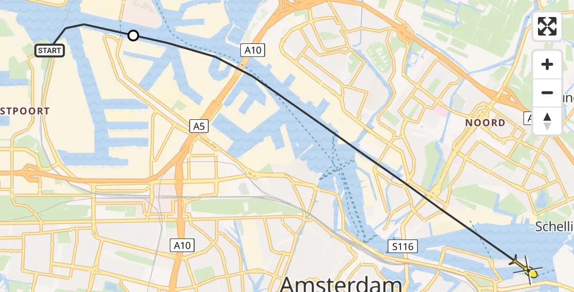 Routekaart van de vlucht: Lifeliner 1 naar Amsterdam, Ankerweg