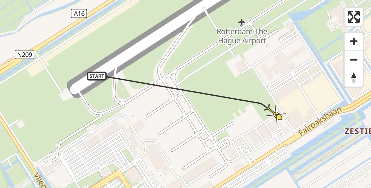 Routekaart van de vlucht: Lifeliner 2 naar Rotterdam The Hague Airport, Brandenburgbaan