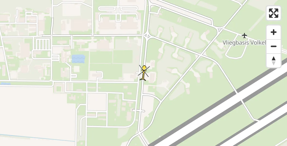 Vluchtroute Traumahelikopter van Vliegbasis Volkel naar Vliegbasis Volkel