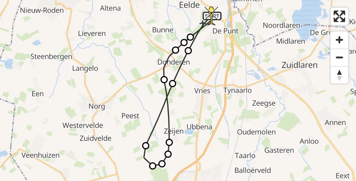 Routekaart van de vlucht: Lifeliner 4 naar Groningen Airport Eelde, Norgerweg