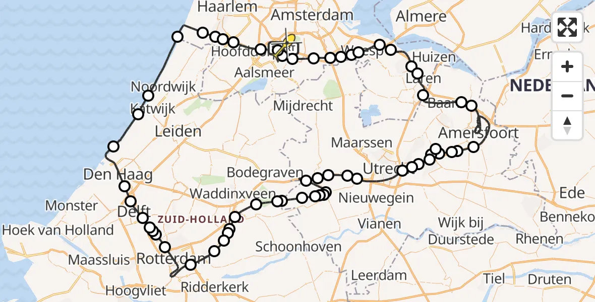 Vluchtroute Politiehelikopter van Schiphol naar Schiphol