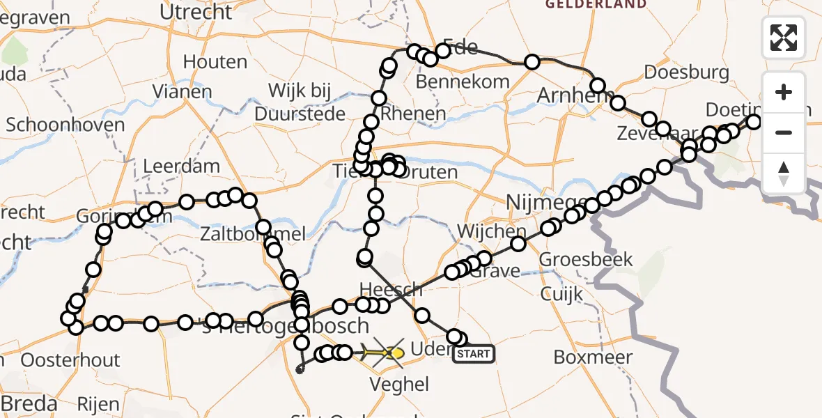 Routekaart van de vlucht: Politiehelikopter naar Heeswijk-Dinther, Houtvennen