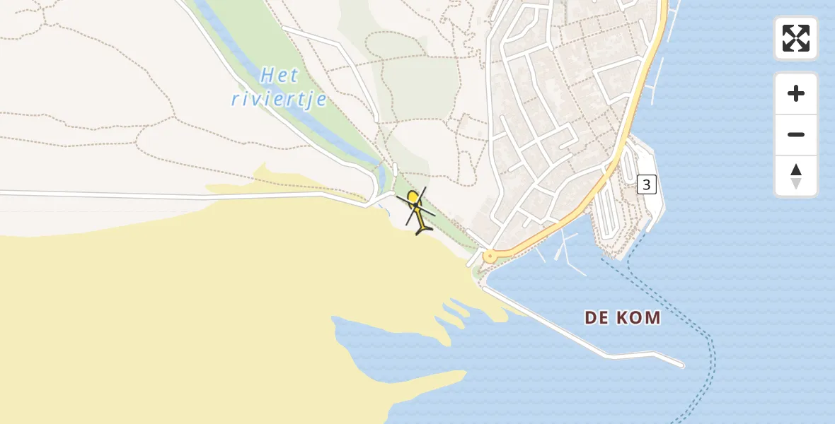 Routekaart van de vlucht: Ambulanceheli naar West-Terschelling