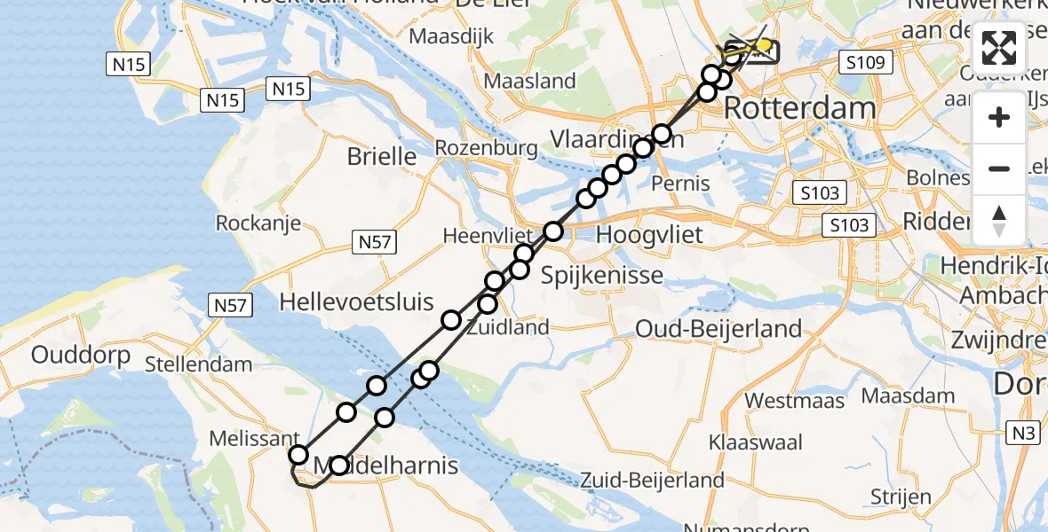 Routekaart van de vlucht: Lifeliner 2 naar Rotterdam The Hague Airport, P10
