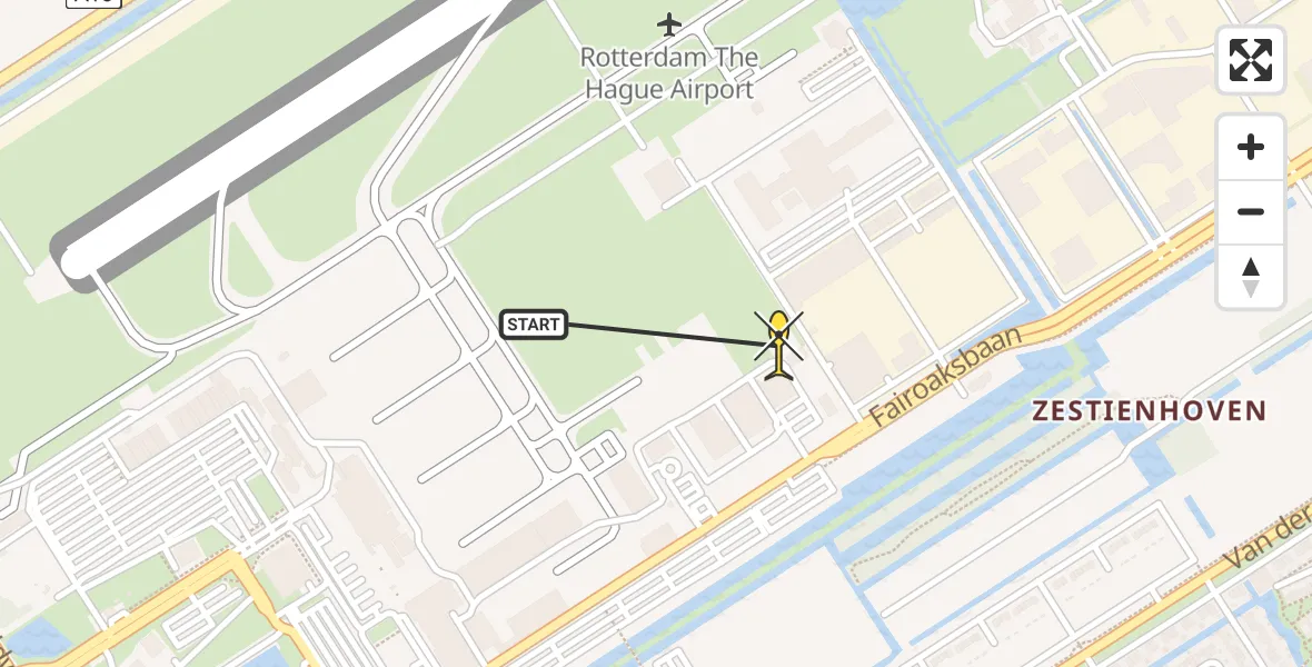 Routekaart van de vlucht: Lifeliner 2 naar Rotterdam The Hague Airport, Brandenburgbaan